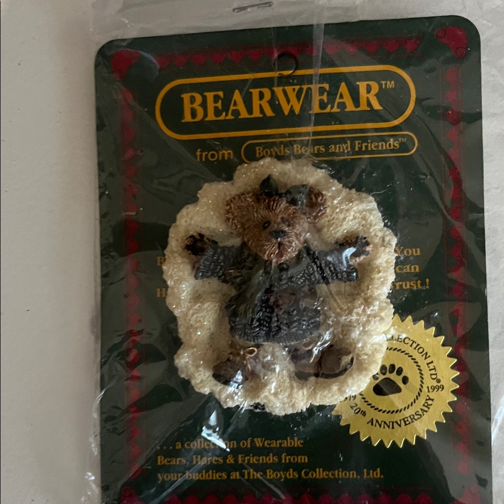 Boyds Bears Bearwear Brooch - Brown and Cream